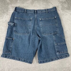 Route 66 Carpenter Shorts Mens 38 Blue Denim Utility Workwear Y2K Baggy